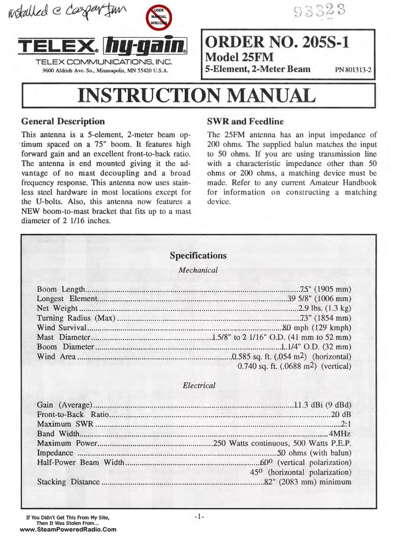 Telex hy-gain 25FM User manual Telex hy-gain 25FM User manual
