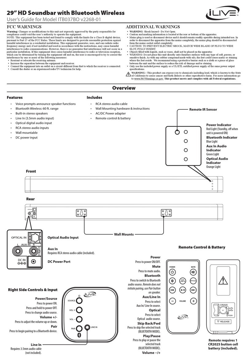 iLive TB037BO v2268-01 User manual