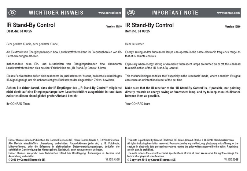 Conrad Electronic 61 08 25 operating instructions
