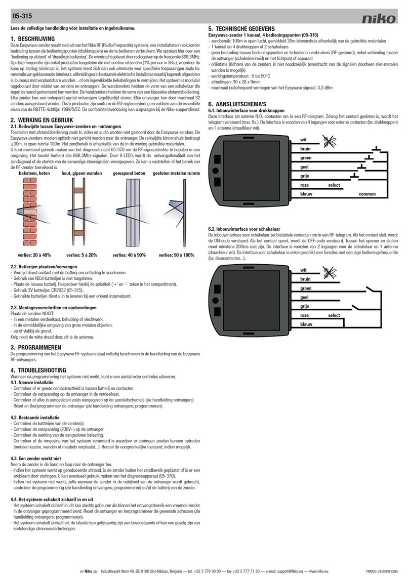 Niko 05-315 quick start guide