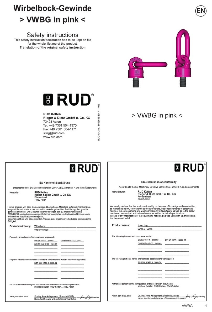 RUD VWBG Series Safety instructions