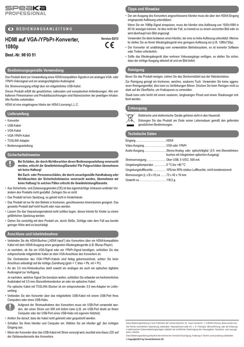 Speaka Professional 98 93 51 operating instructions