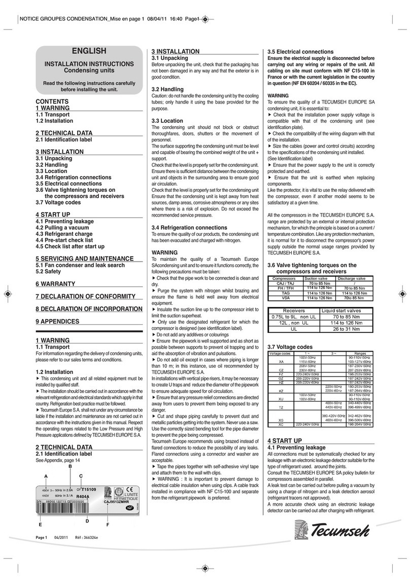 Tecumseh CAJ Series installation instructions