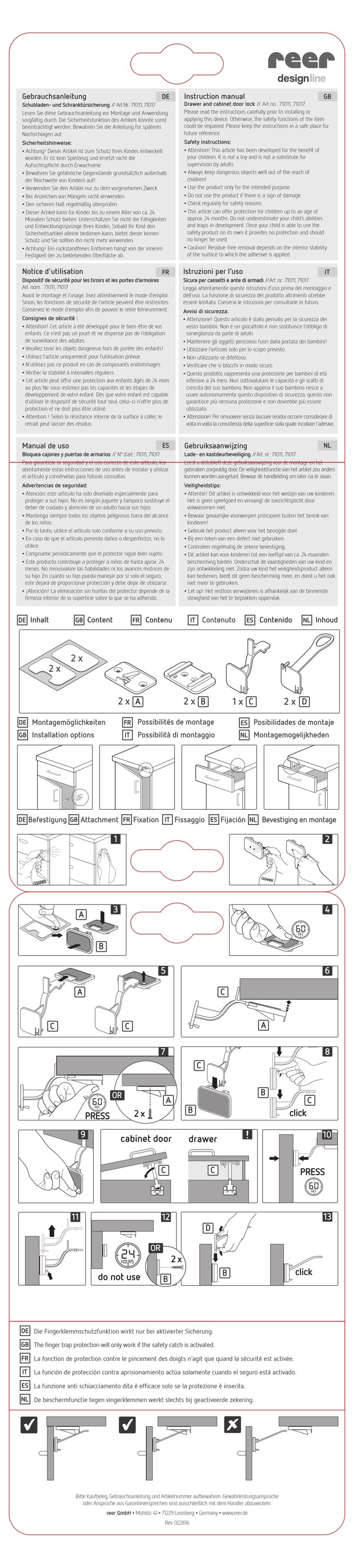 Reer DesignLine 71011 instruction manual