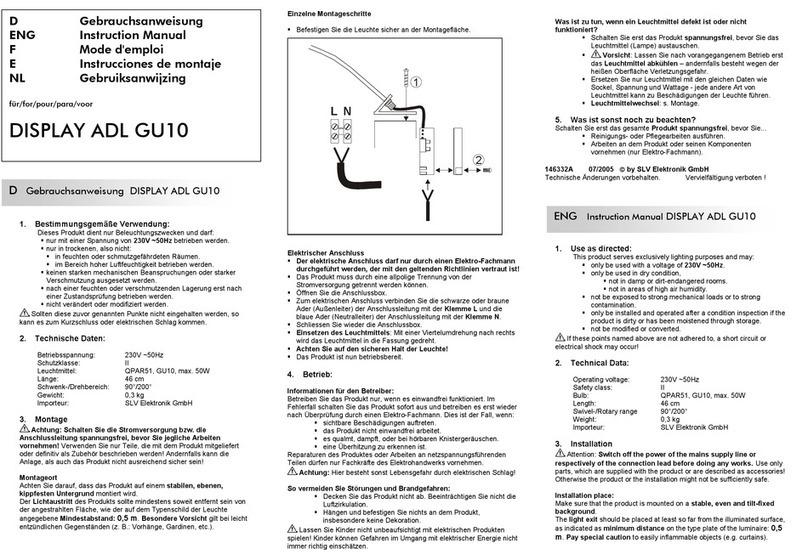 SLV Elektronik DISPLAY ADL GU10 instruction manual