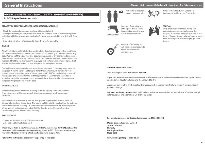 Mercia Garden Products 01OSBA0307PB-V1 General instructions