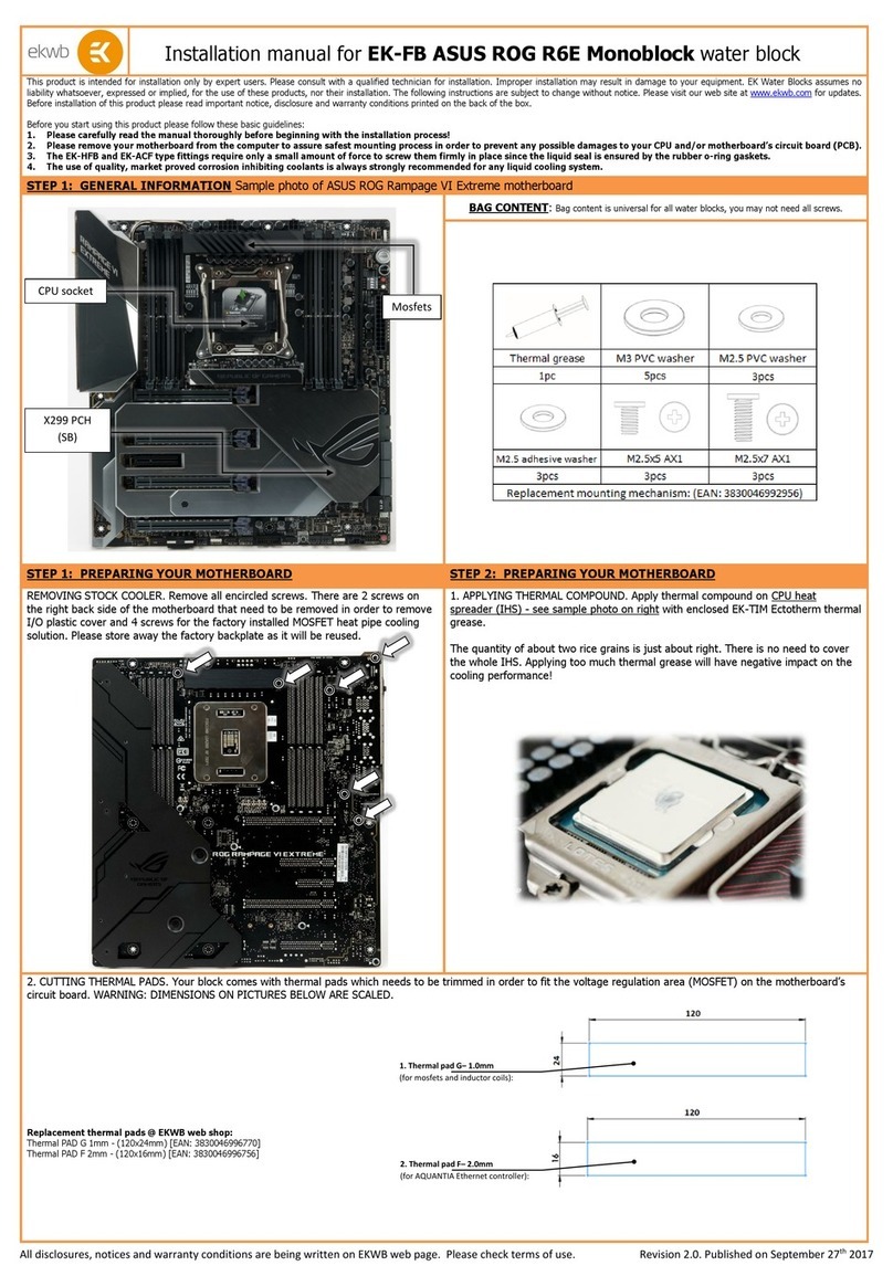 ekwb EK-FB ASUS ROG R6E Monoblock User manual