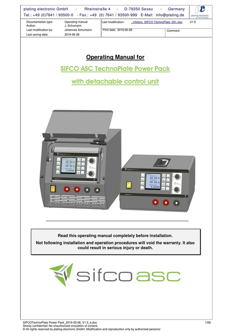 SIFCO ASC TechnoPlate Power Pack 6015A20V operating manual
