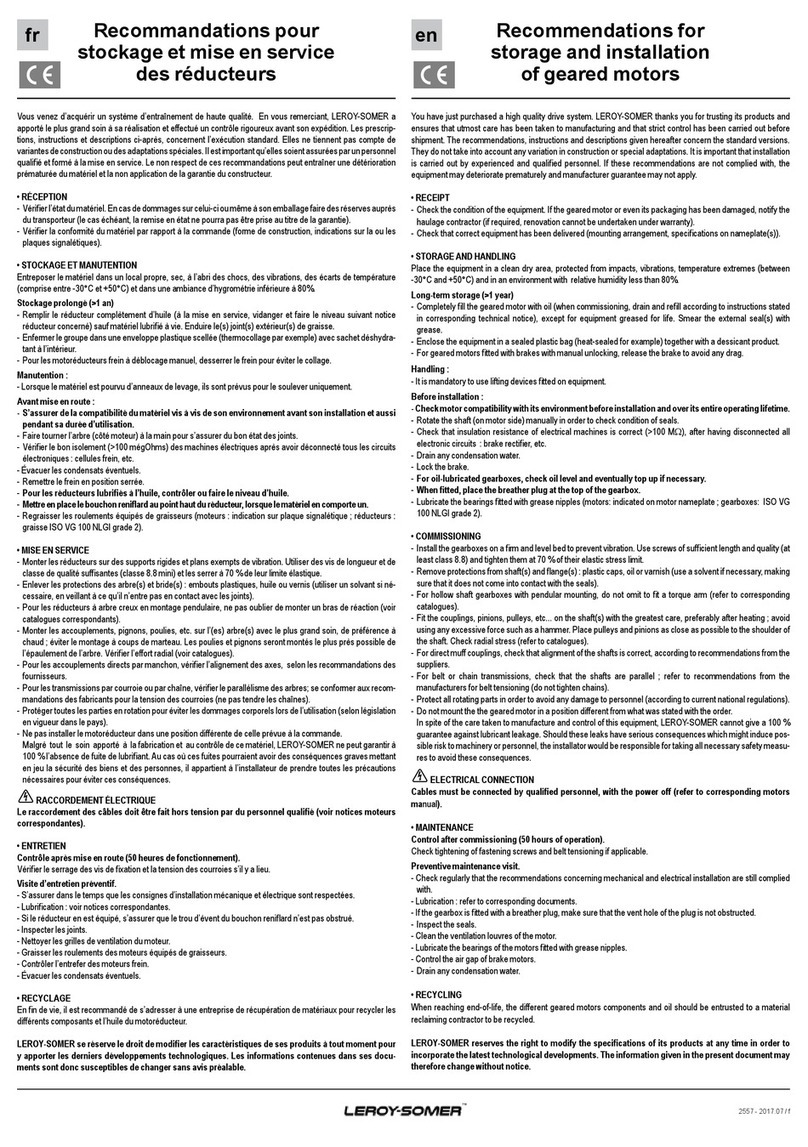 Leroy-Somer Multibloc 3101 RECOMMENDATIONS FOR INSTALLATION AND MAINTENANCE