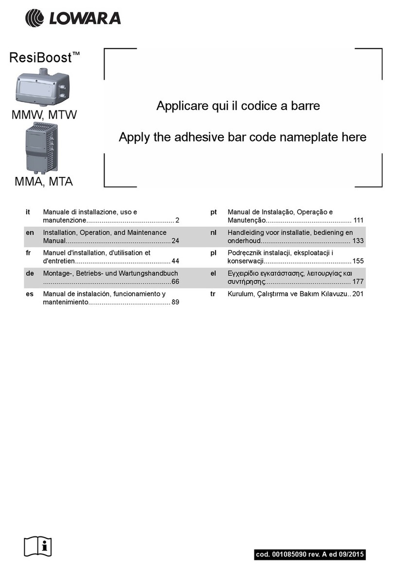 Xylem Lowara ResiBoost MMW Series Installation, operation and maintenance manual