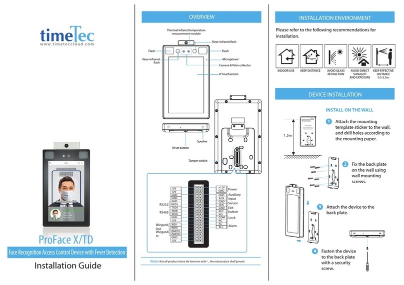 TimeTec ProFace X installation guide