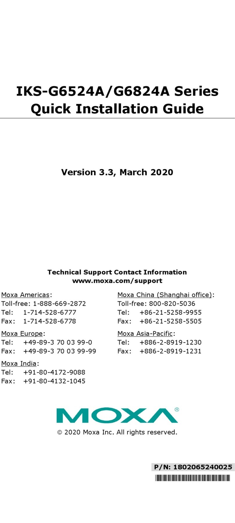 Moxa Technologies IKS-G6524A User manual