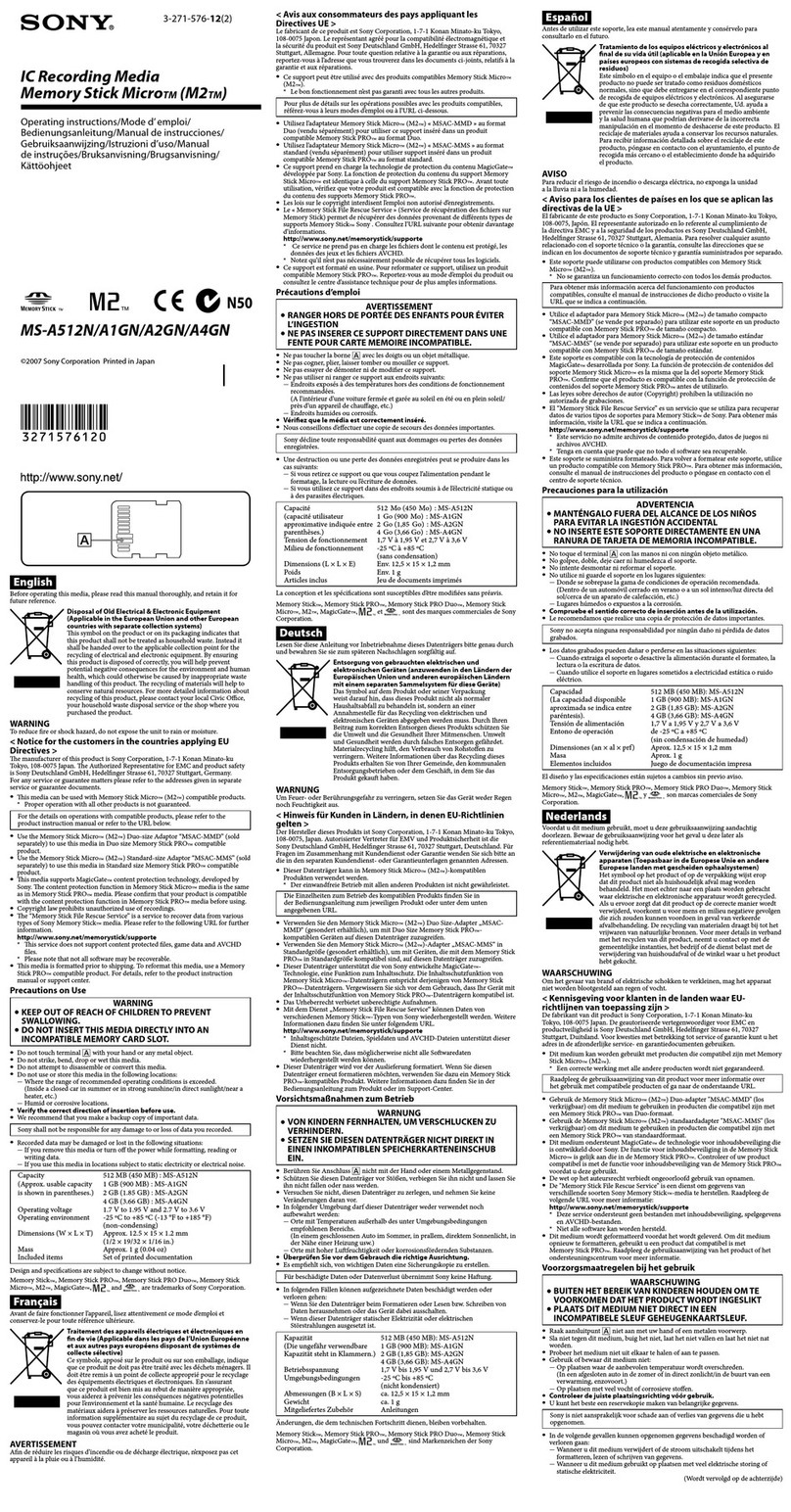 Sony MS-A512N quick start guide