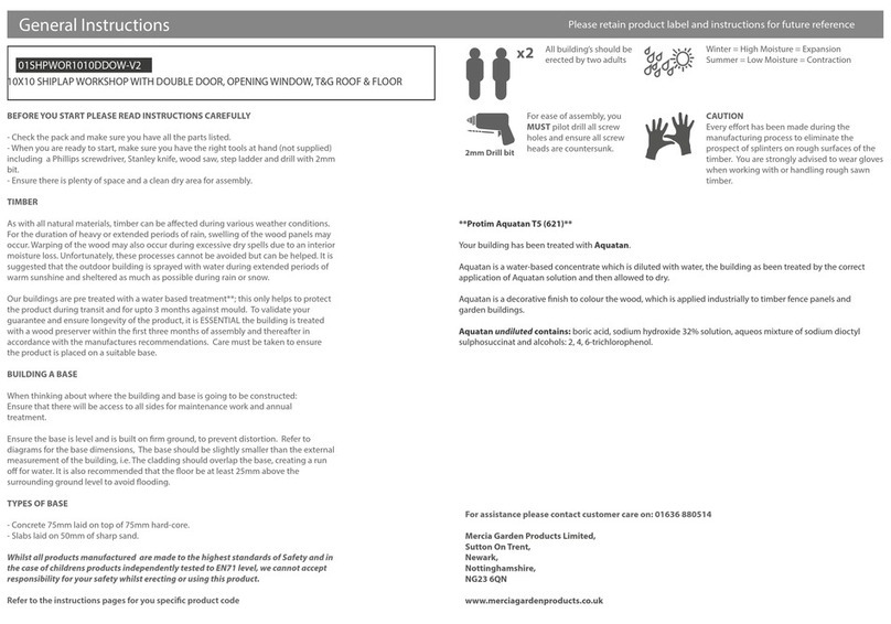 Mercia Garden Products 01SHPWOR1010DDOW-V2 General instructions Mercia Garden Products 01SHPWOR1010DDOW-V2 General instructions
