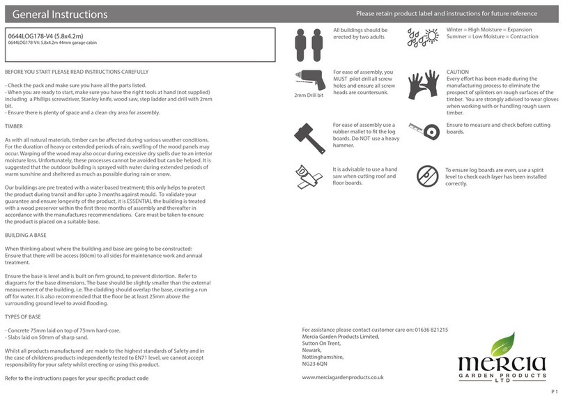 Mercia Garden Products 0644LOG178-V4 Instruction manual