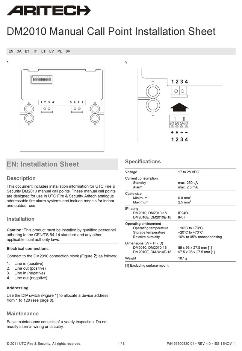 UTC Fire and Security Aritech DM2010 Installation sheet