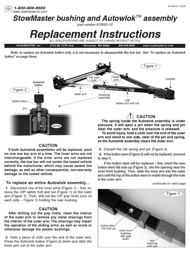 Roadmaster StowMaster 910003-10 Replacement instructions
