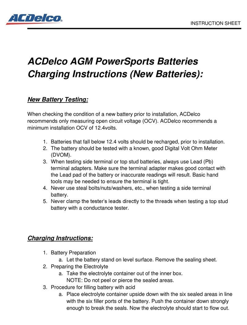 ACDelco AGM PowerSports instruction sheet