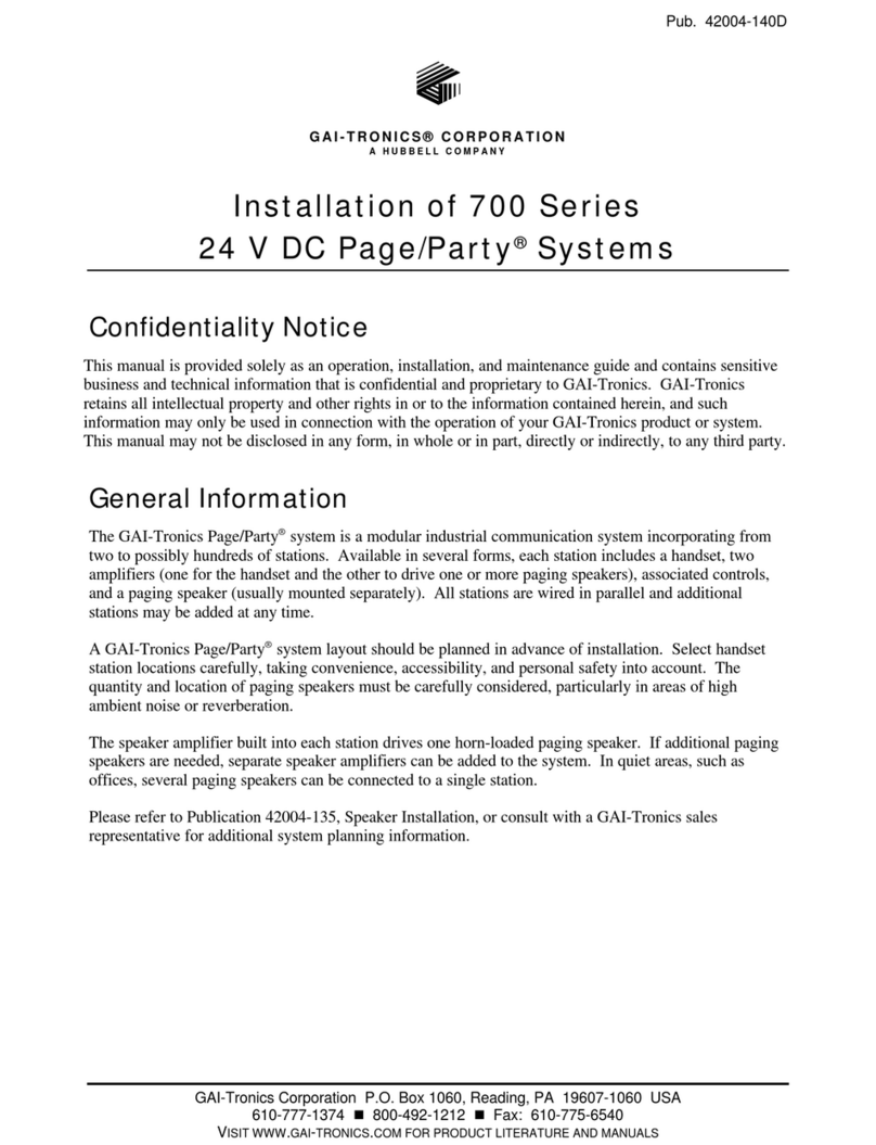 Hubbell GAI-TRONICS Page/Party 700 Series installation instructions
