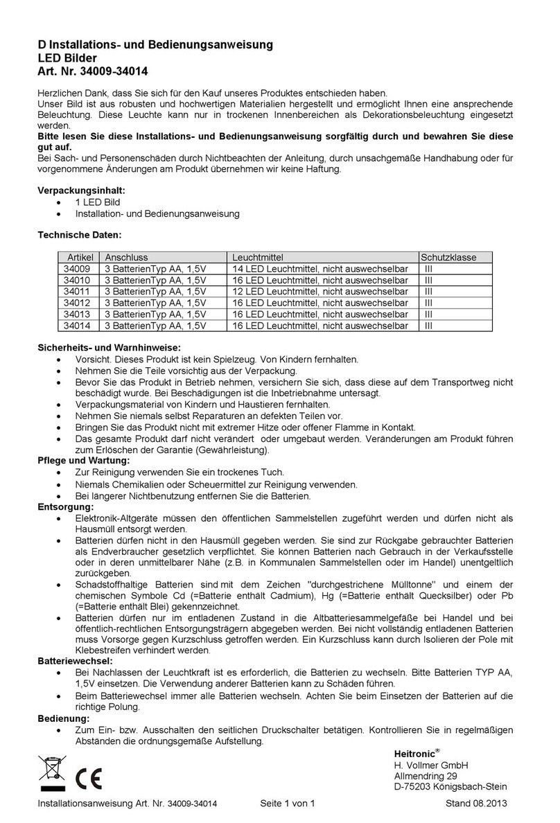 Heitronic 34009 Installation and operating instructions
