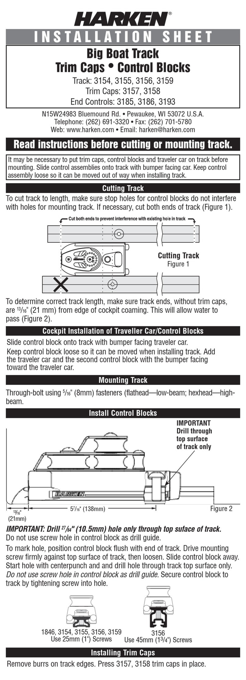 Harken 3154 Installation sheet