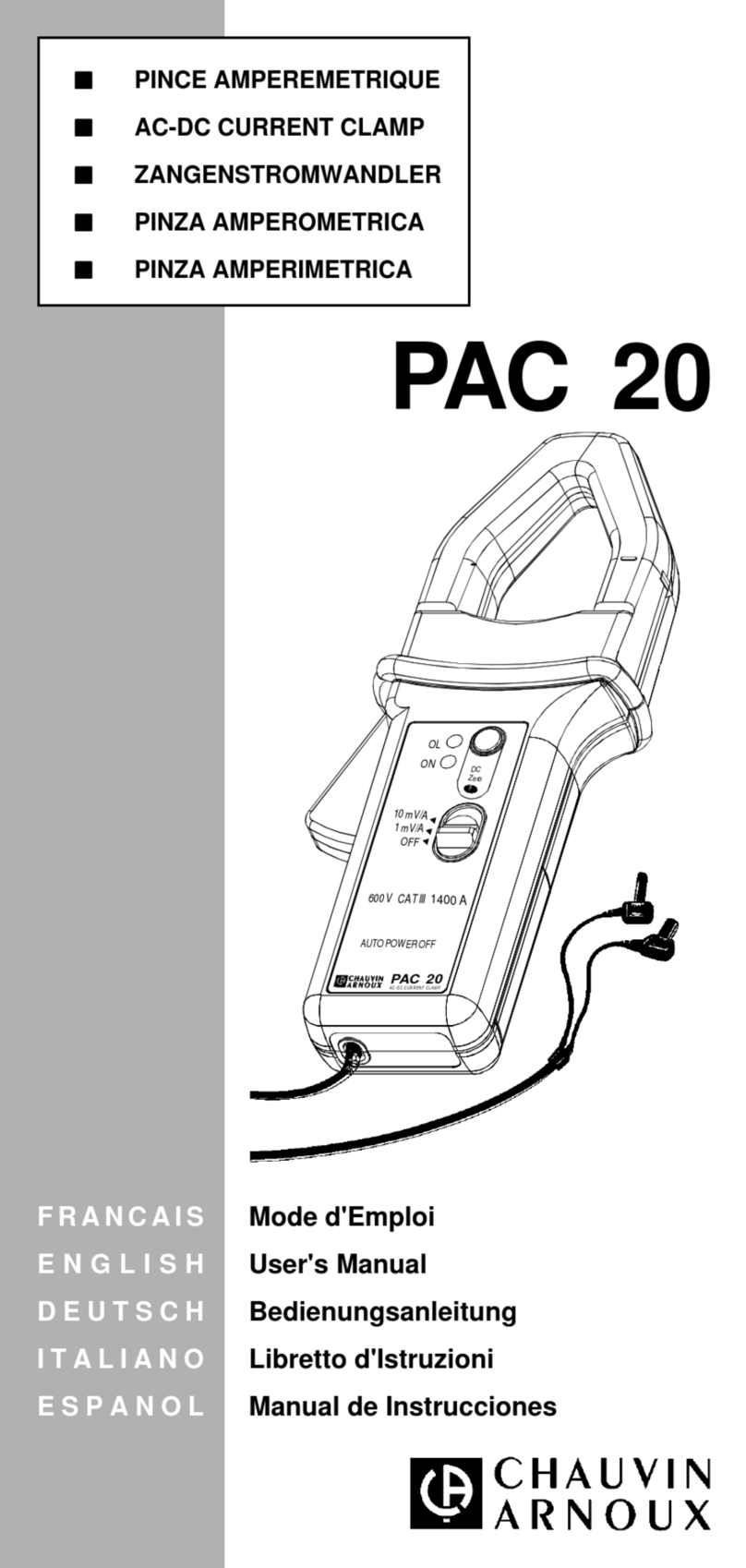 Chauvin Arnoux PAC 20 user manual