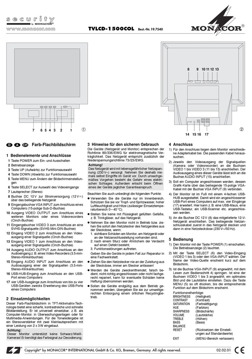 Monacor TVLCD-1500COL User manual