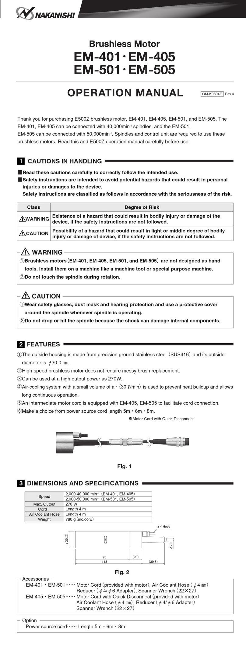 Nakanishi EM-401 User manual