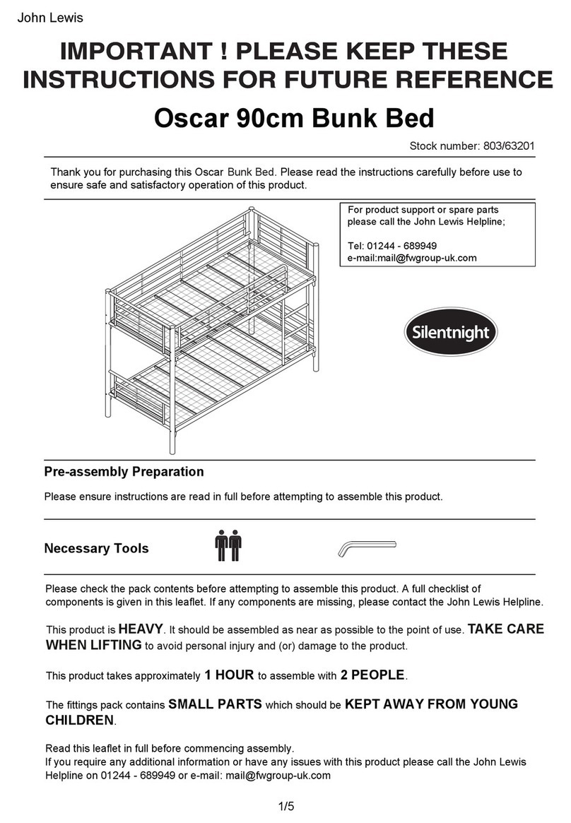John Lewis Silentnight Oscar Bunk Bed 803/63201 Aassembly Instructions John Lewis Silentnight Oscar Bunk Bed 803/63201 Aassembly Instructions