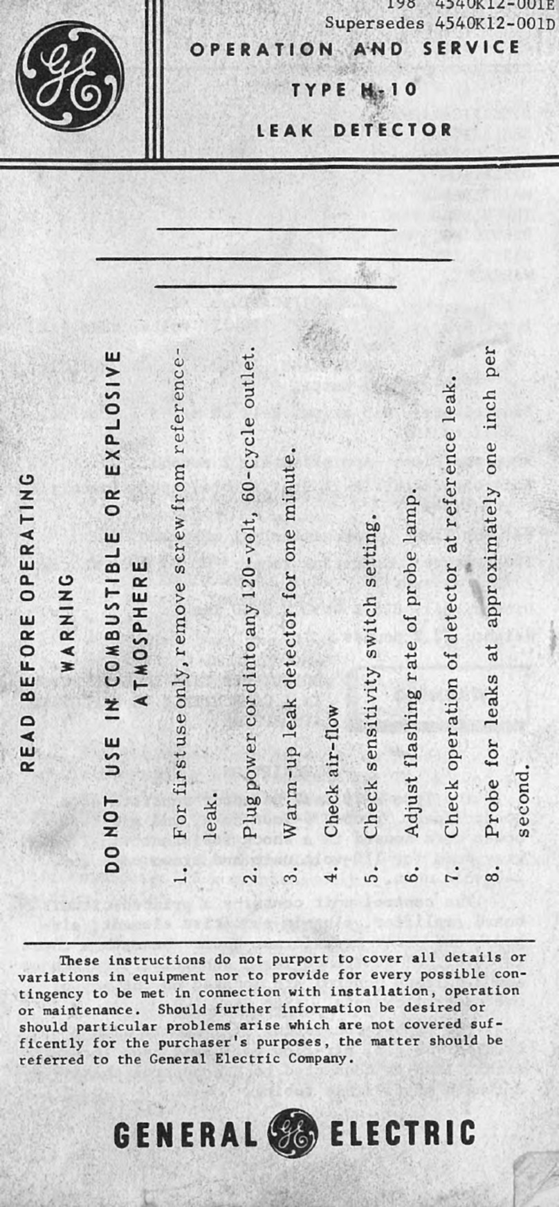 GE H-10 Operation manual