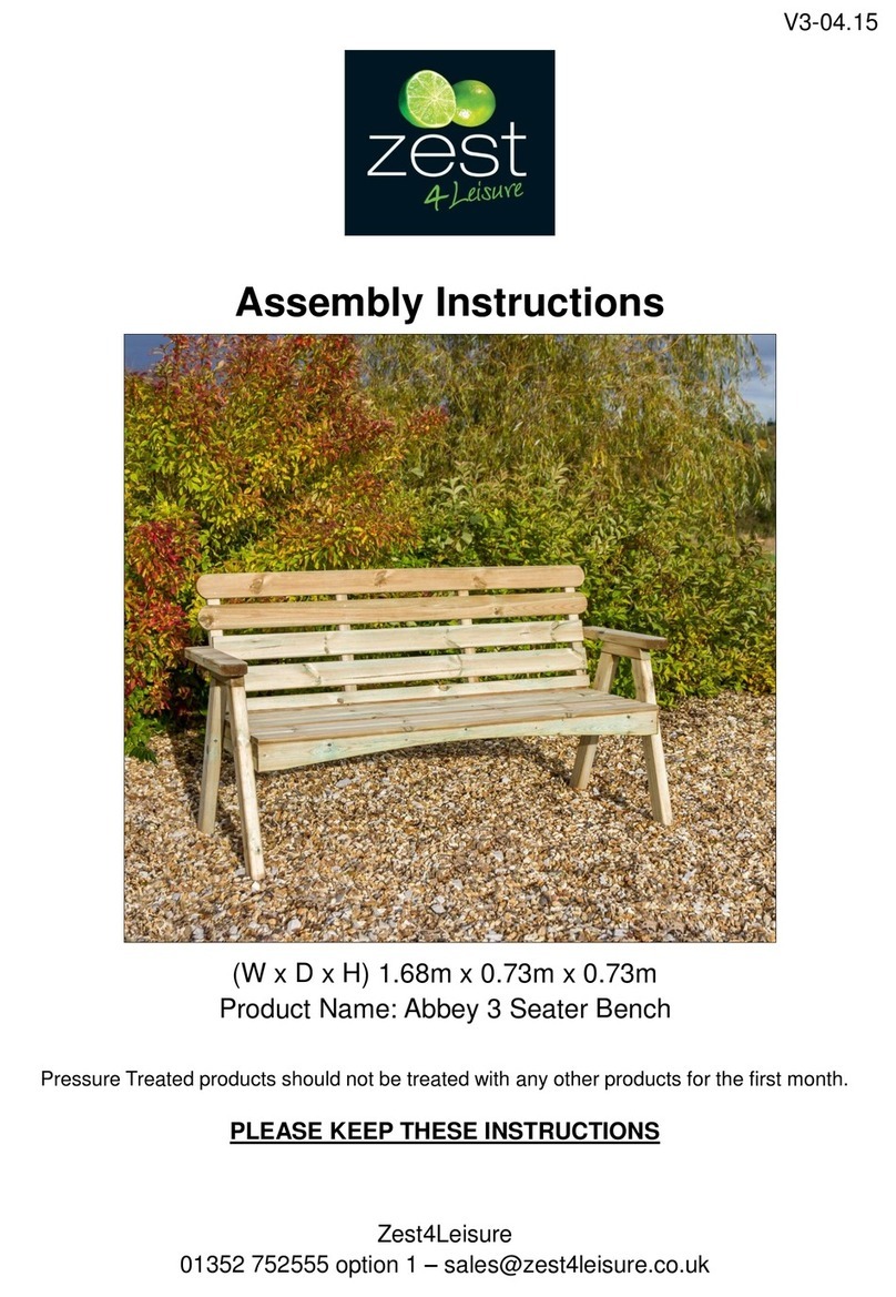 Zest 4 Leisure Abbey 3 Seater Bench Assembly instructions