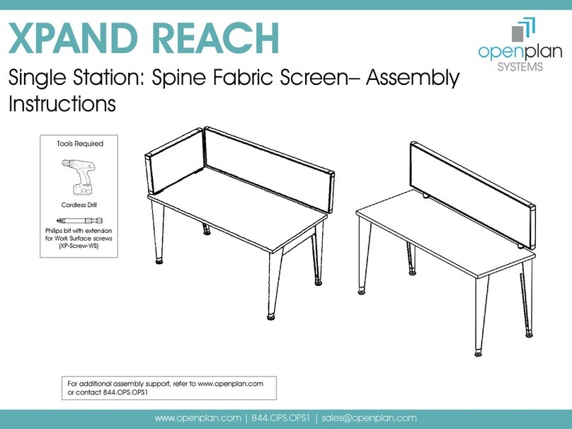 Open Plan Systems XPAND REACH Single Station Spine Fabric... Assembly instructions