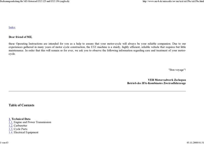 VEB MZ ETZ 125 operating instructions