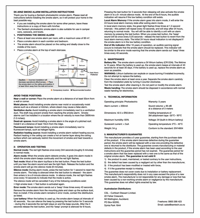 Sentek SK-20NZ installation instructions