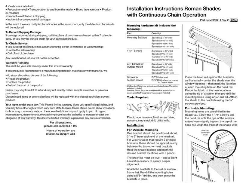 phase II+ Roman Shades with Continuous Chain Operation installation instructions
