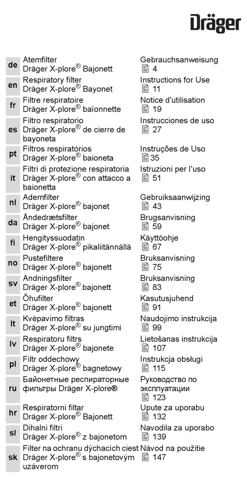Dräger X-plore Bayonett Instructions for use Dräger X-plore Bayonett Instructions for use
