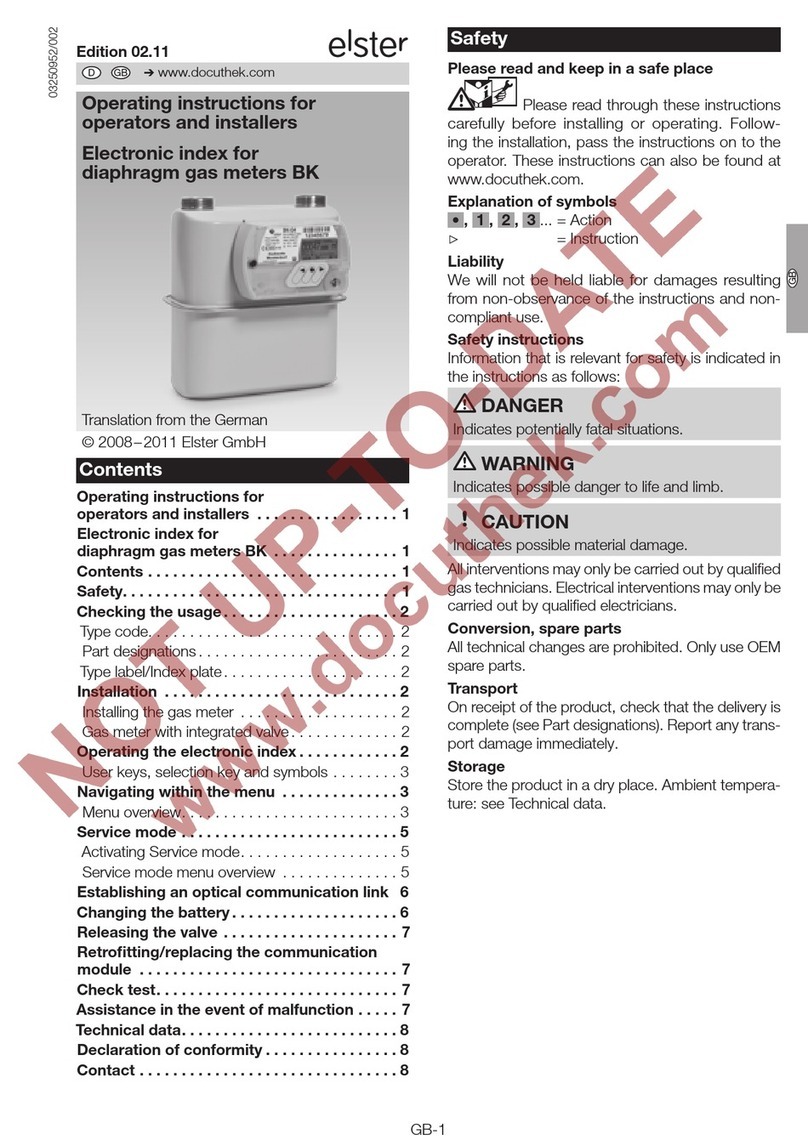 Elster BK-G Series Operating instructions for operators and installers