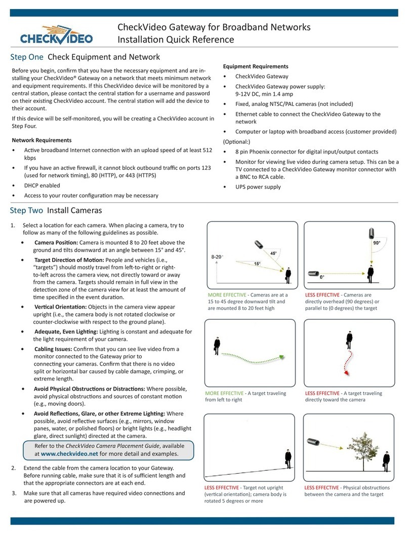 CheckVideo CV400 Installation quick reference CheckVideo CV400 Installation quick reference