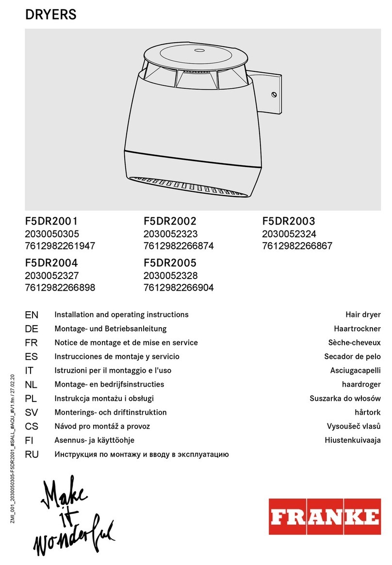 Franke F5DR2001 Installation and operating instructions