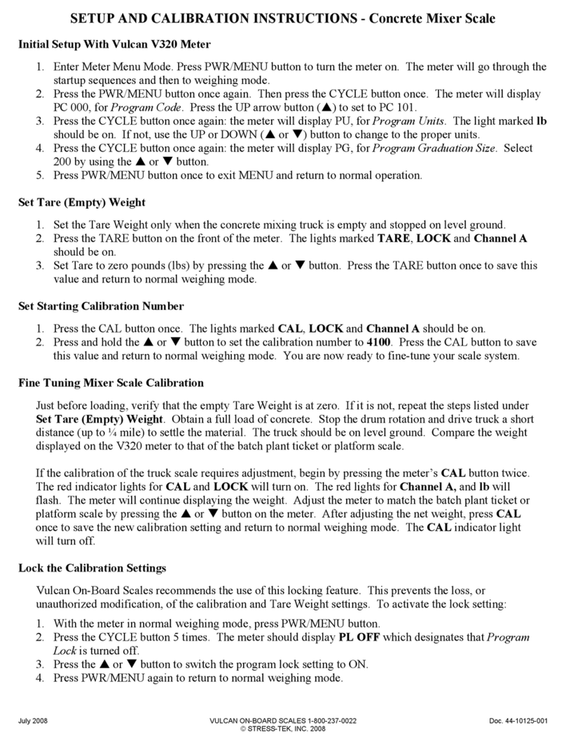 Vulcan-Hart V320 Setup and Calibration Instructions