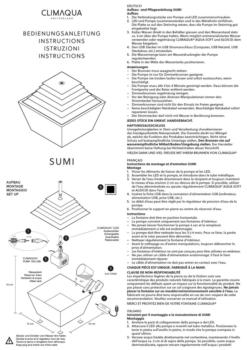 CLIMAQUA SUMI Assembly and maintenance instructions