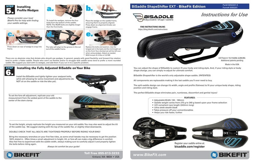 Bikefit BiSaddle ShapeShifter EXT Instructions for use