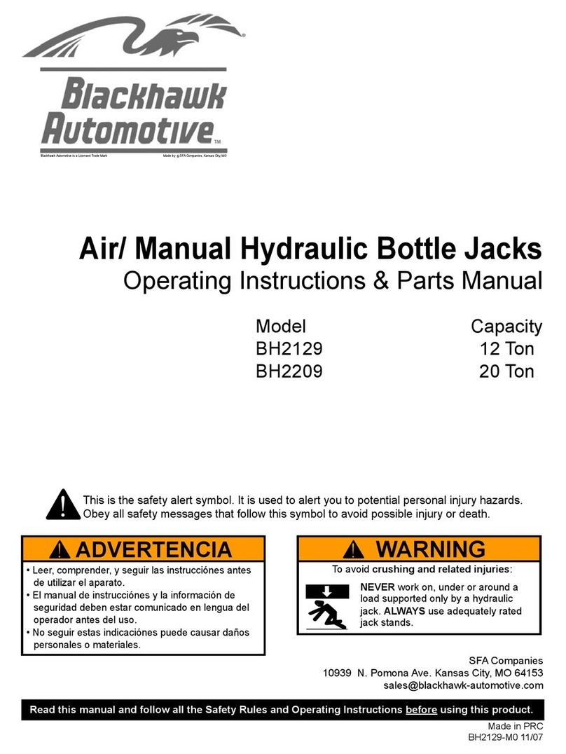 SFA Blackhawk Automotive BH2129 Operating instructions & parts manual