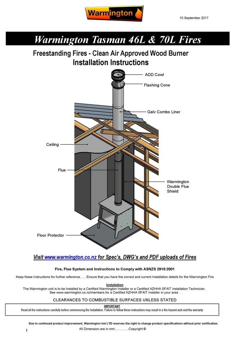 Warmington Tasman 46L Fire installation instructions