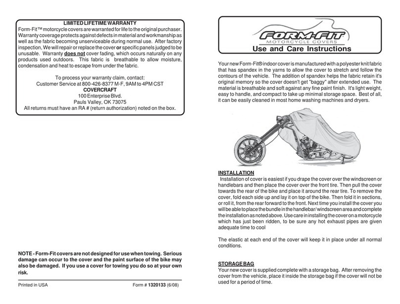 CoverCraft Form-Fit Use and care instructions