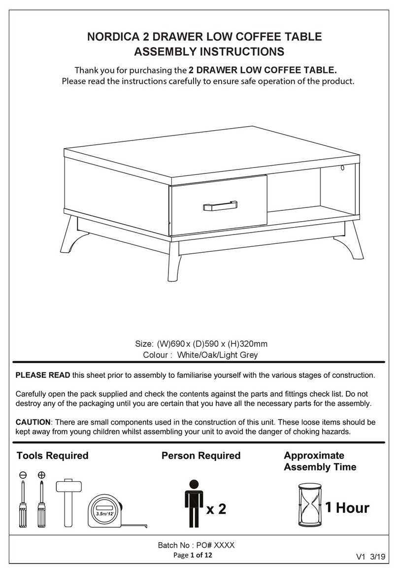 BIG FURNITURE WAREHOUSE NORDICA 2 DRAWER LOW COFFEE TABLE Assembly instructions