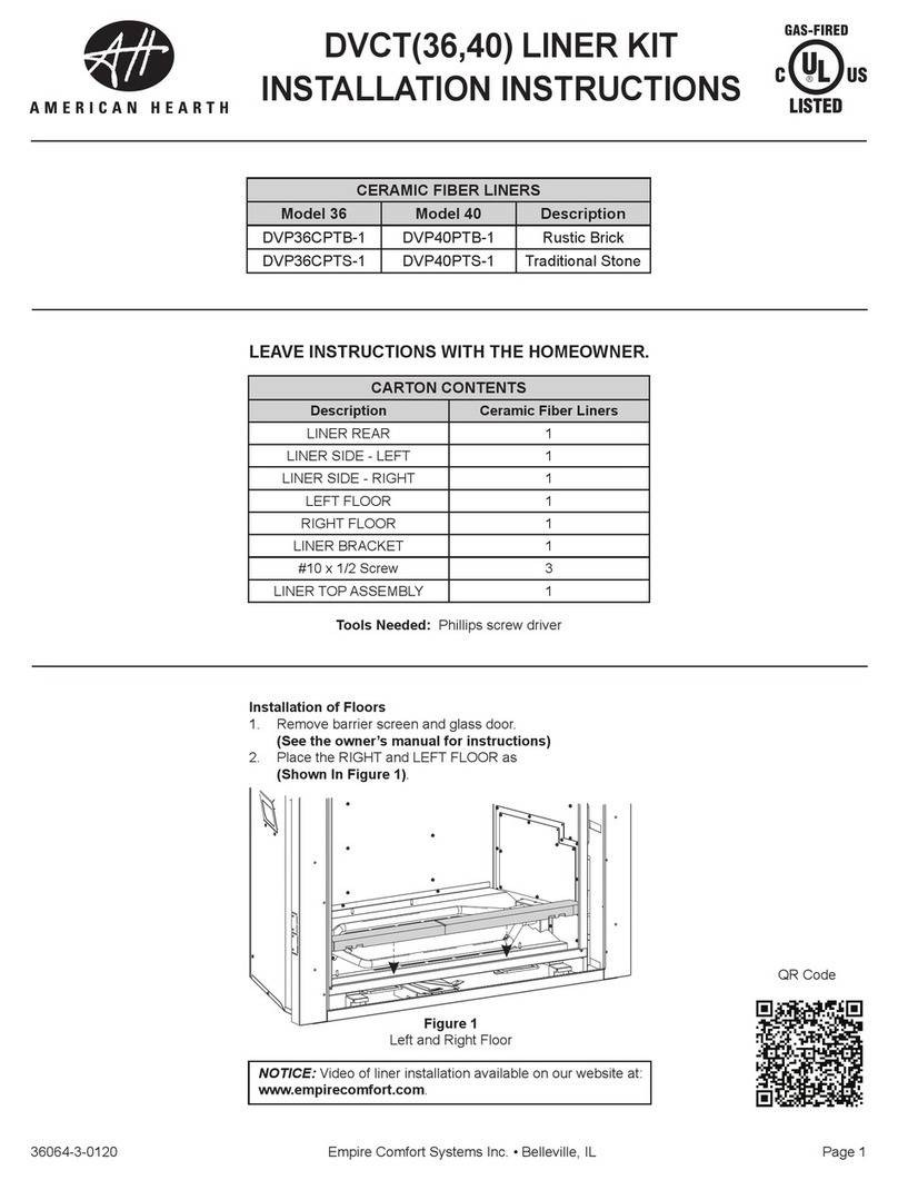 Empire Comfort Systems American Hearth DVCT 36 Series installation instructions Empire Comfort Systems American Hearth DVCT 36 Series installation instructions