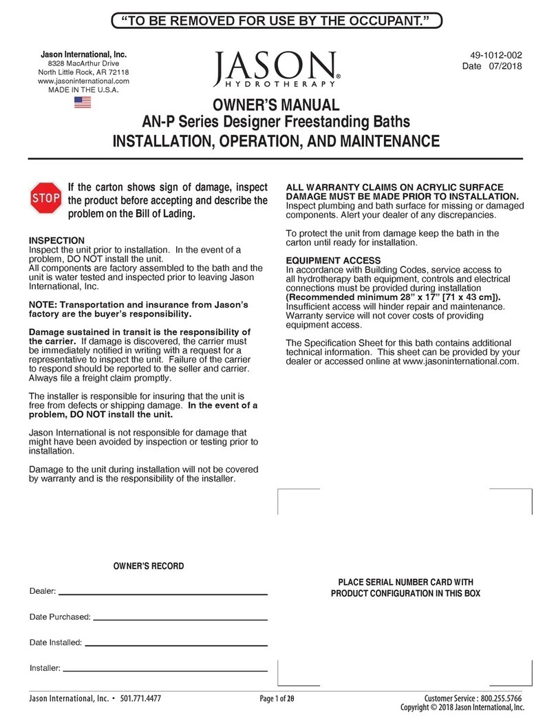 JASON Hydrotherapy Designer AN-P Series User manual