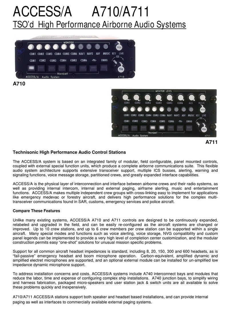Technisonic Industries Limited A710 Installation and operating instructions