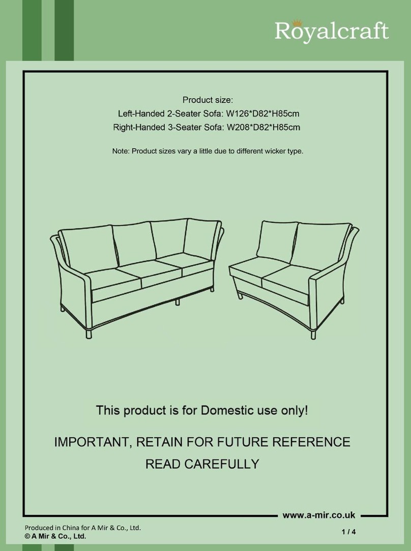 Royalcraft WEATHER SHIELD Seychelles Left Handed 2-Seater... User manual Royalcraft WEATHER SHIELD Seychelles Left Handed 2-Seater... User manual